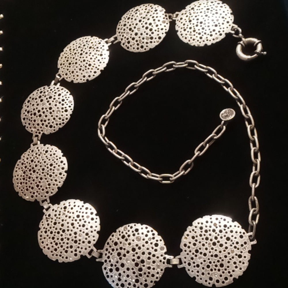 Nordstrom Chunky medallion waist chain belt 36 inches long. With crystals